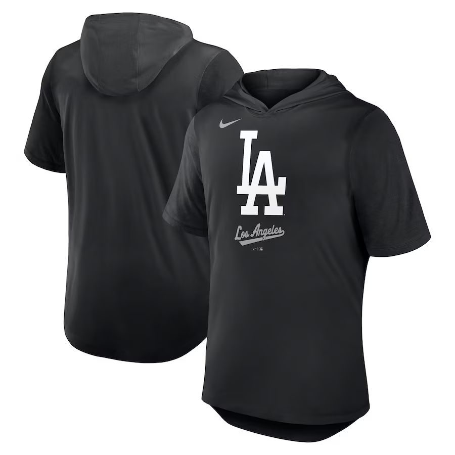Men 2025 MLB Los Angeles Dodgers Black Hooded T-shirt